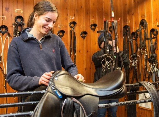 Student Working in the Tack Room