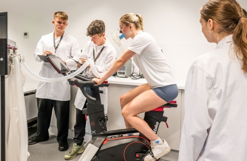 Sports students using our exercise science equipment